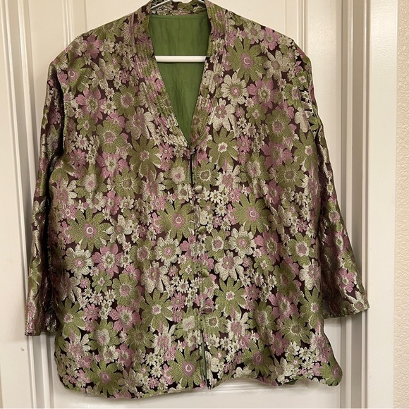 Vintage Bohemian Floral Metallic Brocade Jacket - Picture 2 of 9